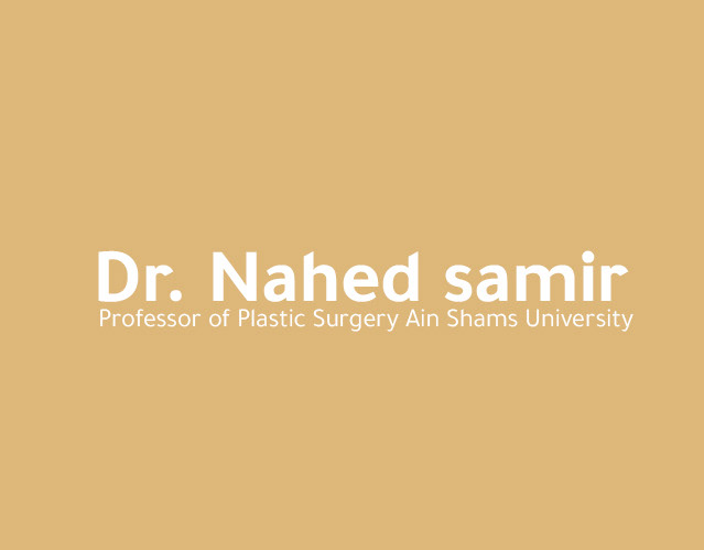 Dr. Nahed Samir website title slide on a gold background, with the subtitle Professor of Plastic Surgery