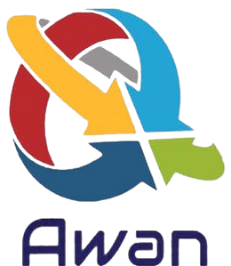 Awan 4 Awan logo with coloured arrow symbol above the Awan wordmark